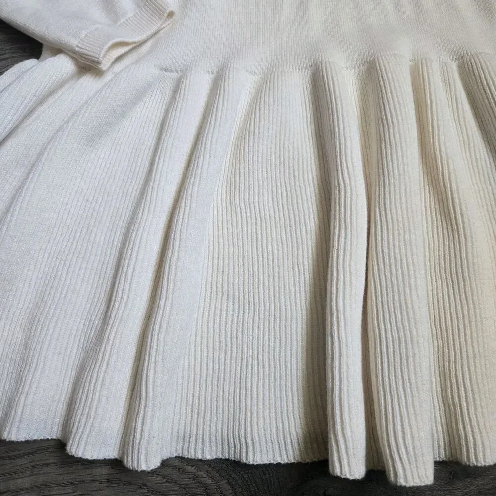 Carters 5T Toddler Girl Fair Isle Sweater Dress Ivory Cream Knit Skater Pleated